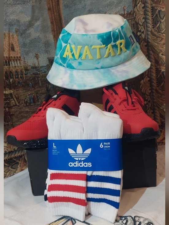 adidas Other - adidas White Crew Socks with Red & Blue Stripe Accents - 6 Pack